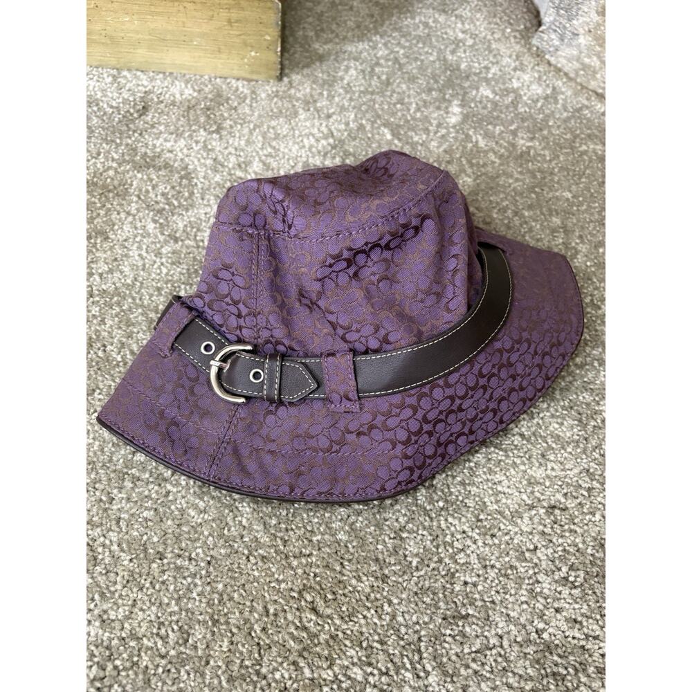 Vintage Coach Monogram Bucket Hat Purple Fabric Cap NWT New Old Stock Unworn